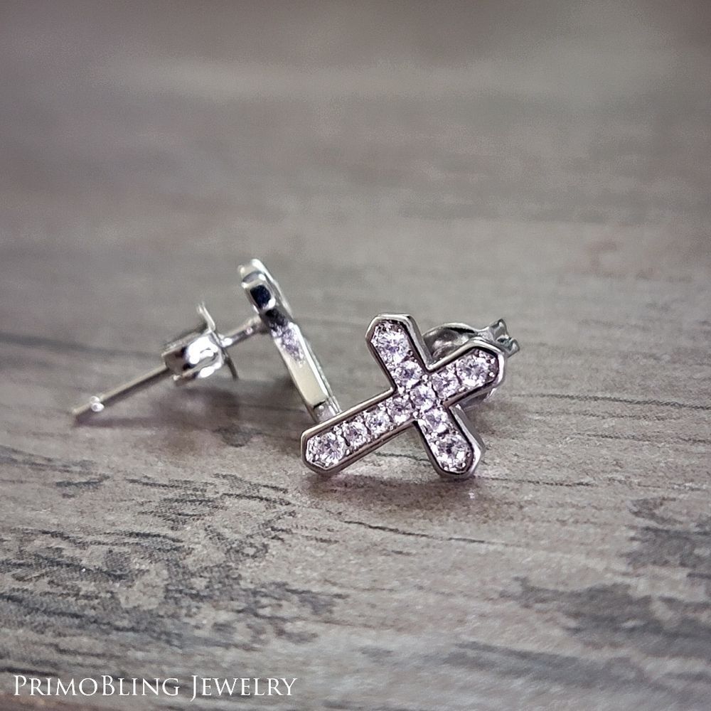 Silver Cross Stud Earrings
